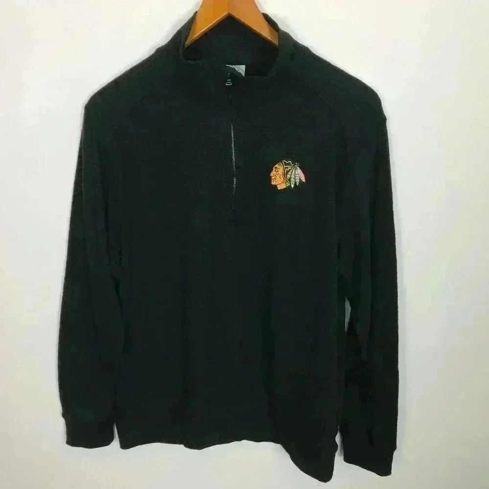 Chicago Black Hawks Men Black Large Pullover - Picture 2 of 7